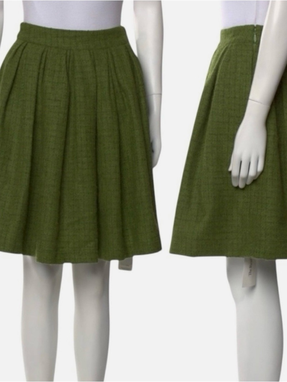 NWT Francis Valentine Women’s Green Wool Pleated Skirt Size Large
